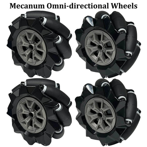 Premium 97mm Mecanum Wheel, 4WD Omnidirectional Wheels DIY Robot Parts with 4mm Metal Coupling Motor Connector Tire for AGV Smart Robot