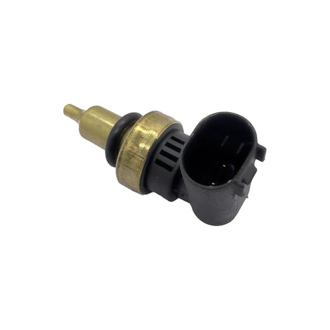 TorqueVance coolant temperature sensor with brass body and black 2-pin connector
