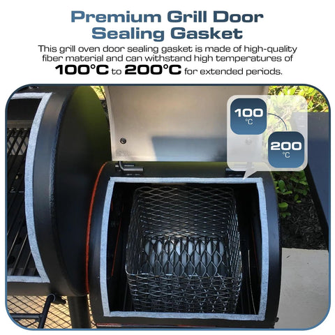 Smoker door gasket LavaLock 1/2 in x 1/8 in high-temperature self-stick seal for BBQ smokers.
