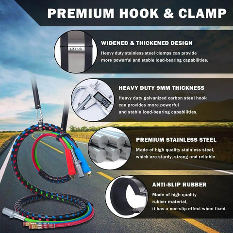 2 Pack 16 Inch Single Tender Spring Kits With 3 In One Hose Holder And 3 Hole Clamp Heavy Duty Air Line Kit features