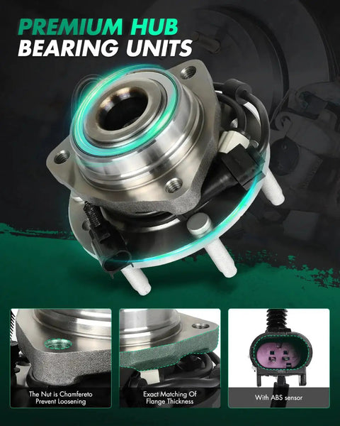 Front Wheel Hub And Bearing Assembly For Chevy Trailblazer SSR GMC Envoy Buick Rainier Oldsmobile Bravada Isuzu Ascender Saab 9 7x Six Lug with ABS