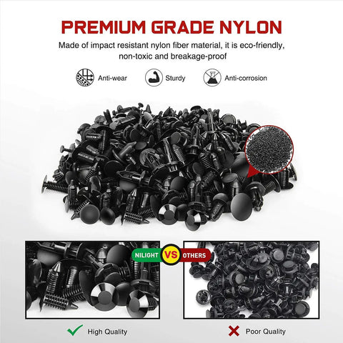 240 Piece Car Bumper Retainer Clips Kit With Plastic Rivets Fasteners For Toyota Honda Acura GM Ford Chrysler, nylon material