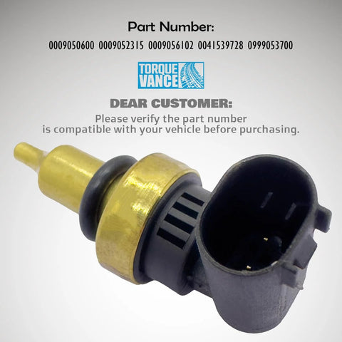 TorqueVance coolant temperature sensor with brass body and black plastic connector