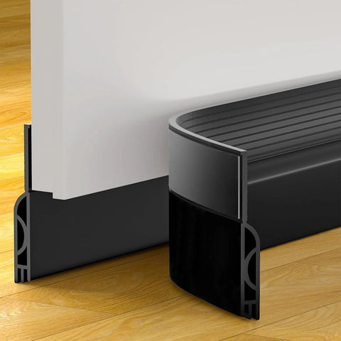 OXRQ door draft stopper by Amazon, black 39-inch bottom door seal with curved profile for weatherproofing and insulation