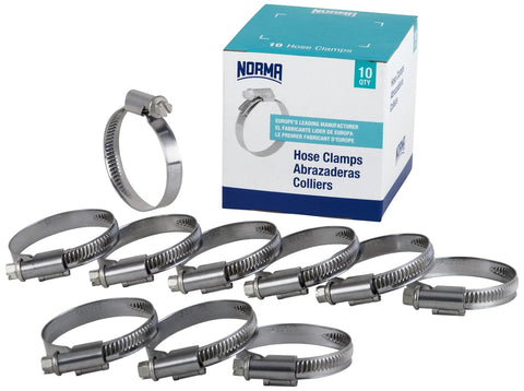 Norma hose clamps, 60–80 mm x 9 mm, metal, W4, pack of 10 with box
