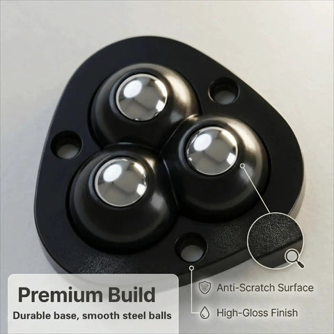 Close-up of 4 Pack Self Adhesive Swivel Caster Wheels With 20 Lb Load Per Wheel Low Profile Mobility Rollers For Furniture And Storage Bins