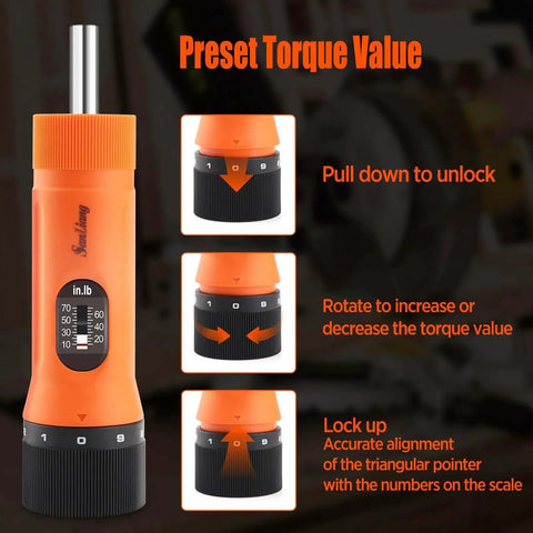 36Pcs Torque Screwdriver Wrench Driver Set 10-70 Inch Pounds lbs with adjustable torque settings and instructions on use