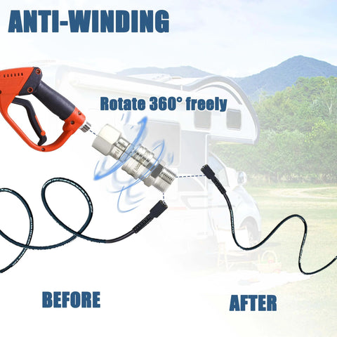 Beast Pro Grade Pressure Washer Adapter Kit With 360 Swivel M22 14mm To 3/8 Inch Quick Connect Stainless Steel in use