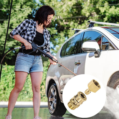 Brass pressure washer adapters set, M22-15mm to 1/4in, 4pcs quick-connect hose fittings for power washers