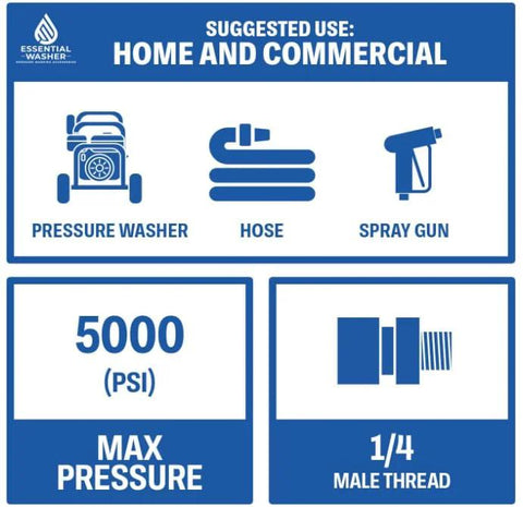 Amazon Essential Washer stainless steel 1/4 in quick-connect male NPT pressure washer fittings, 5000 PSI, set of 2