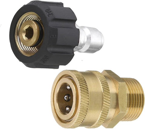Pressure Washer Quick Connect Adapter Set M22 15mm Female To M22 Male Fitting, 5000 PSI High Pressure Connector, Durable Metal Construction