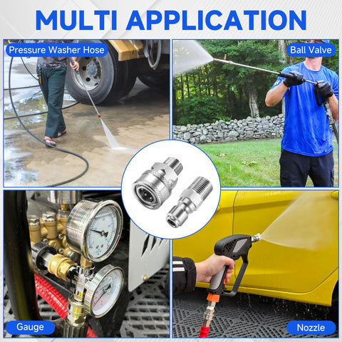RIDGE WASHER 3/8-inch stainless steel pressure washer quick-connect kit with male NPT adapters, 12 pcs