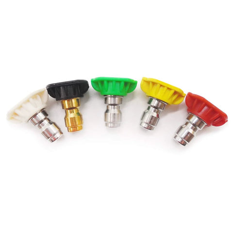 LOVHO pressure washer nozzle kit, 6-piece set with 5 tips (white, black, green, yellow, red) and brass quick-connect coupler