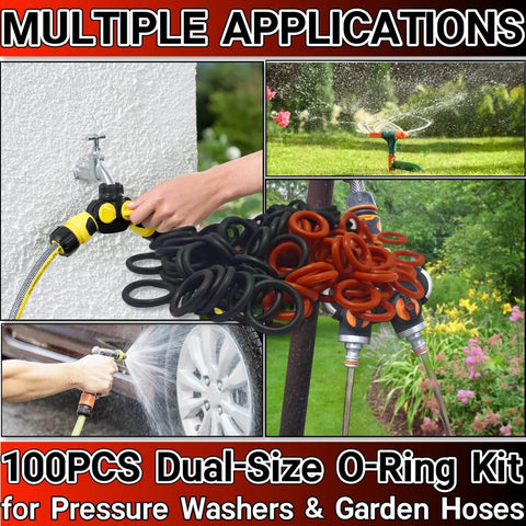 Universal Pressure Washer O Ring Kit With 100 Pieces Dual Size For One Quarter And Three Eighths Inch Quick Connect Fittings
