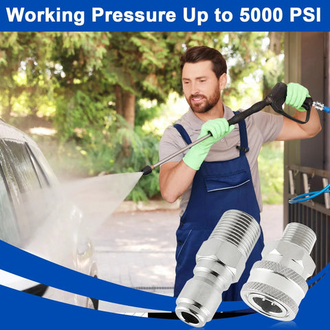 Wayona 8‑pc pressure washer quick‑connect kit, 3/8 in stainless steel hose fittings, for power washers up to 5000 PSI