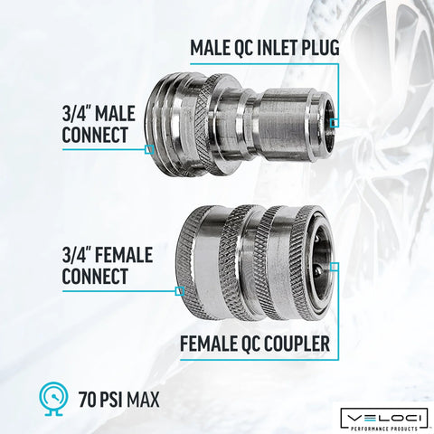 MTM Hydro 4-piece stainless steel pressure washer adapter set for garden hose with 3/4 inch quick-connect fittings