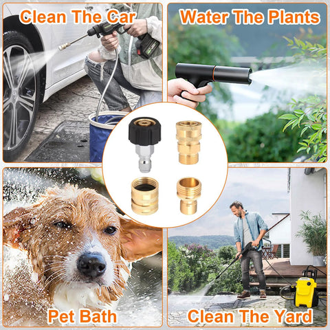 Merkaunis 16-pack brass pressure washer adapters with M22 swivel and 1/2 in quick connect for garden hoses
