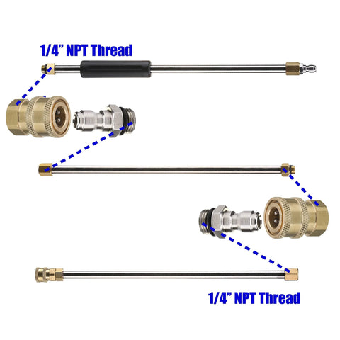 M MINGLE pressure washer adapter set, 1/4 inch NPT quick-disconnect kit with brass fittings and stainless rods