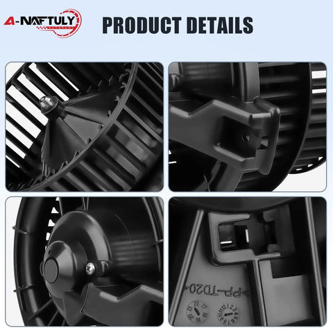 Close-up of AC Blower Motor Fan Assembly for Toyota Prius 2001-2009 showing fins and plastic casing details.