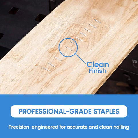 Galvanized T50 Staples Three Eighths Inch Length 20 Gauge installed in wood displaying clean finish.