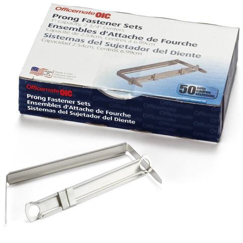 Prong Paper Fasteners For File Folders With 1 Inch Capacity And 2.75 Inch Base Box Of 50 Complete Two Piece Sets Easy To Use Office Workhorse