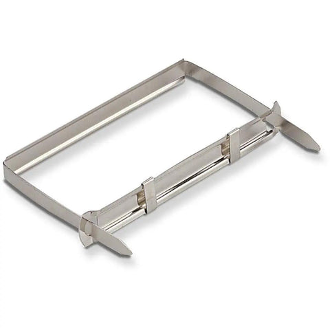 Side view of Prong Paper Fasteners For Easy File Modifications With Two Inch Capacity And Two And Three Quarters Inch Base Bright Silver Finish
