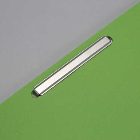 Prong Paper Fasteners For File Folders With 1 Inch Capacity And 2.75 Inch Base Box Of 50 Complete Two Piece Sets on green folder