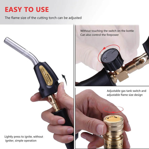 Pro Grade Propane Torch With 60 Inch Hand Hose For MAPP Gas And Welding Tasks, Lightweight Yet Rugged With Hook, adjustable switch