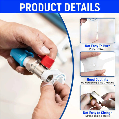 Image showcasing High Density PTFE Plumbers Tape Pro Grade Thread Sealant For Leak Proof Pipe Connections Half Inch By Five Hundred Twenty Inches Pack Of Two in use.