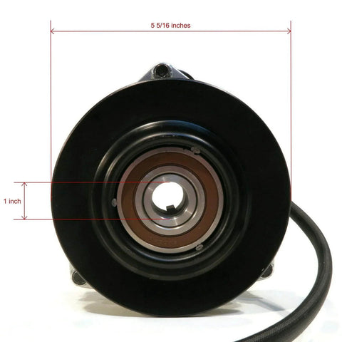 Front view of PTO Clutch Counter Clockwise (CCW) with 1" Crankshaft, 5 5/16" Pulley Diameter showing measurements.