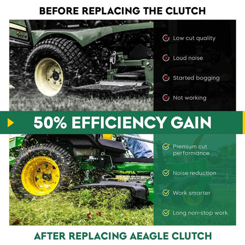 Before and after comparison of tractor performance with PTO Clutch for Simplicity 1703816 Warner 5210-33 5215-59 installed