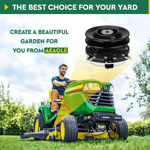 Man mowing lawn with tractor and PTO Clutch for Simplicity 1703816 Warner 5210-33 5215-59 Cub Cadet MTD 717-3036 917-3497 959-3230