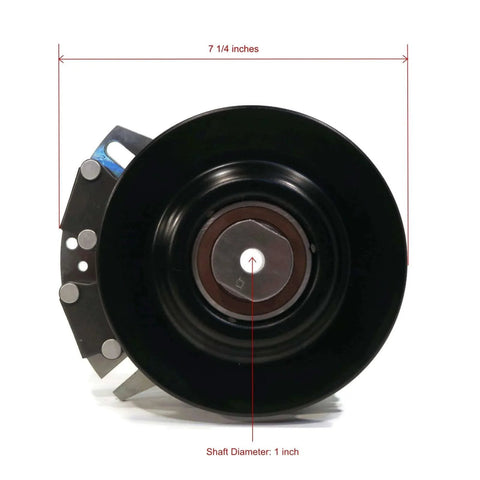 PTO Clutch with Wire Harness for Hustler FasTrak with 54" Deck 928291, 928502 front view showing dimensions and components