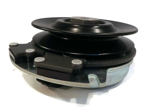 Side view of PTO Clutch Compatible with Warner 5218-222 5218222, metal and plastic components, belt pulley visible