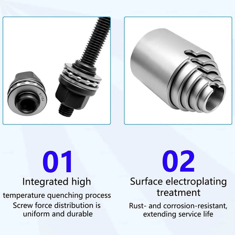 Close-up of Universal 30 Piece Pull And Press Sleeve Bushing Kit components showing high temperature quenching and electroplating treatment.