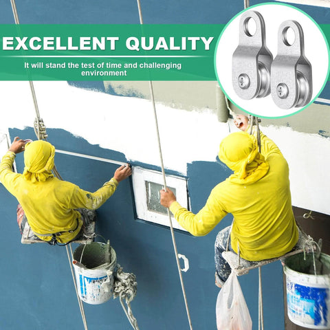 20 Pcs Small Single Pulley Block Wheel Bearing Inside Cable Rollers for 6mm/8mm Wire Rope shown in use by painters on building wall
