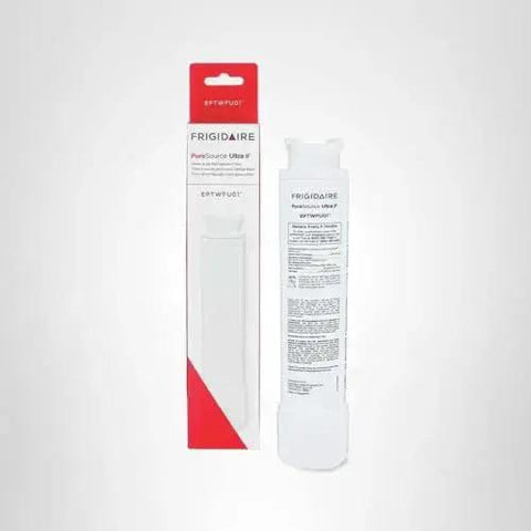 PureSource Ultra II Refrigerator Water Filter EPTWFU01, 1 Count, White, shown with packaging highlighting carbon filtration