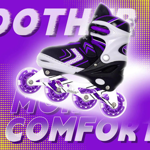 8-Pack Inline Skate Wheels 64mm With Bearings For Indoor And Outdoor Replacement - High-Performance 82A Polyurethane, Purple