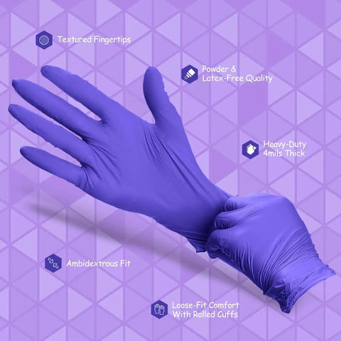 Heavy Duty Nitrile Gloves Disposable Powder Free Latex Free Rubber Free Ultra Strong for Food Handling Medium Size
