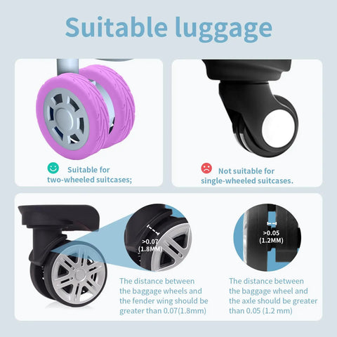 Silicone Luggage Wheel Covers Protector Set For Travel And Office Chair Casters Wear Resistant Anti Noise Purple Covers