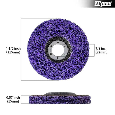 4 1/2 Inch Stripping Discs Seven Eighths Inch Arbor For Angle Grinder Purple Rust Remover Wheel Paint And Oxidation Removal 5 Pack