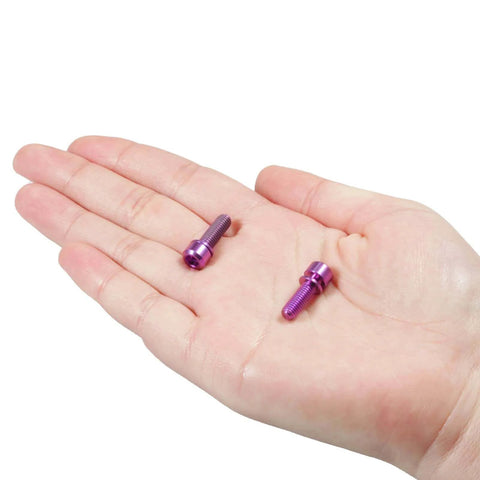 Hand holding ✝️ SPEEDWOX 6pcs Bicycle Stem Screw with Washers Set Titanium Alloy Bike Allen Hex Bolts M5 x 16mm Purple
