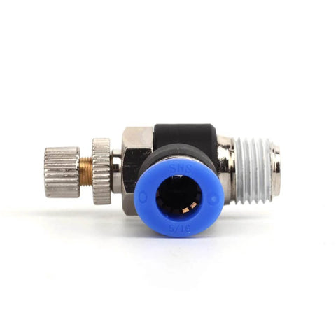 Push To Connect Air Flow Control Valve Pack Of Ten One Quarter Inch Tube Outer Diameter To One Eighth Inch NPT 90 Degree Elbow Speed