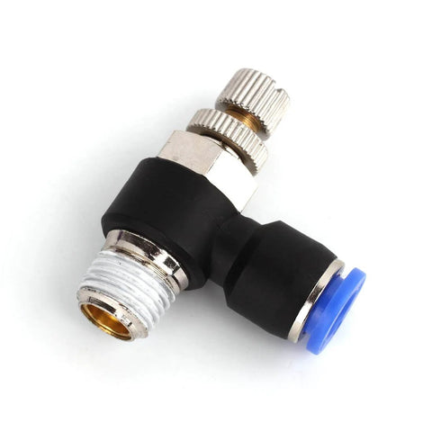 Push To Connect Air Flow Control Valve Pack Of Ten One Quarter Inch Tube Outer Diameter To One Eighth Inch NPT 90 Degree Elbow