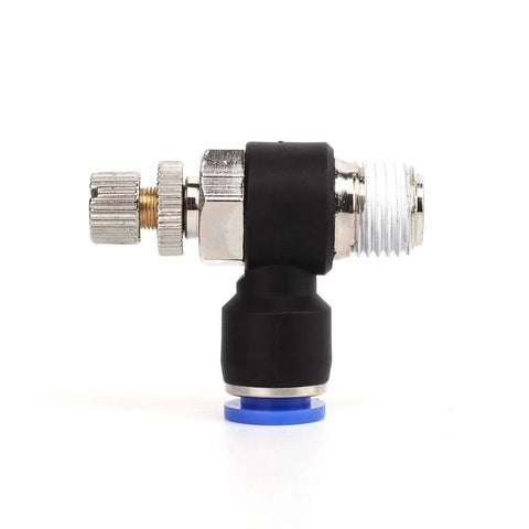 Push To Connect Air Flow Control Valve Pack Of Ten One Quarter Inch Tube Outer Diameter To One Eighth Inch NPT 90 Degree Elbow