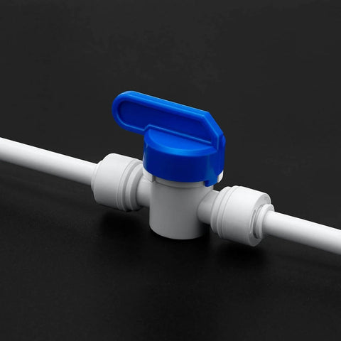 12 Pack 1/4 Inch Push To Connect Ball Valves Plug And Play Inline Shut Off Quick Connect Fittings For 1/4 Inch OD Tubing In RO DI Systems