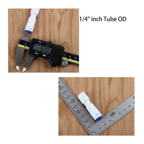 One Quarter Inch Push To Connect One Way Check Valve For Reverse Osmosis Water Filter NSF Certified Plastic Quick Connect RO Fittings with ruler and gauge