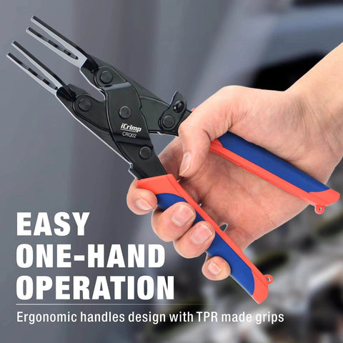 All In One Push To Connect Clamp Tool For Brass Push Fittings Removal, ergonomic handles, quick disconnect for pipes.