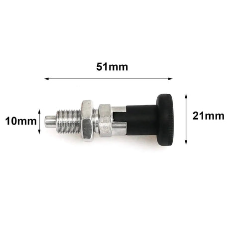 Side view of Push Fit Ball Nose Spring Plunger With Stainless Steel Spring Self Locking Knob For Precision Indexing M10, 1 Pack