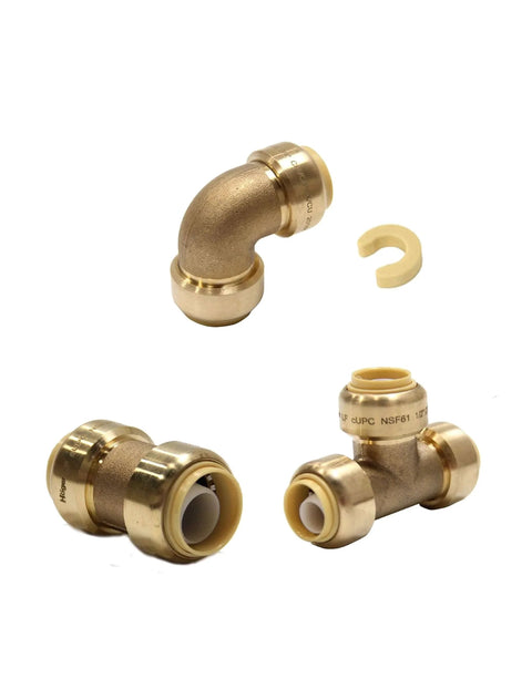 EFIELD 1/2 Inch Push Fit Fitting Bundle Pack of 10 for PEX Copper and CPVC Connectors Includes Tee Elbow and Coupling